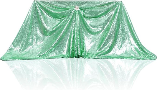 PartyDelight Sequin Tablecloth Mint Green 60"x102" Table Topper Rectangular Christmas Wedding Party Decor
