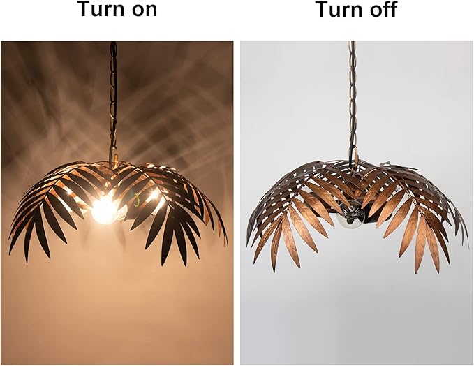 Vintage Adjustable Tropical Coconut Tree Chandelier Rustic Leaves Pendant Light Palm Coconut Trees Creative Art for Bedroom Hallway Bar Kitchen Hanging Lighting Fixture