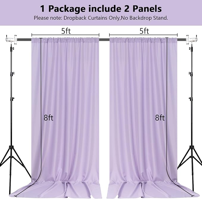 MEETSKY 10ft x 8ft Purple Backdrop Valentine's Day Birthday Backdrop Curtains Wedding Photo Background Rod Pocket Backdrops Drapes Party Decoration Girls Baby Shower Photoshoot,5ft x 8ft,2 Panels