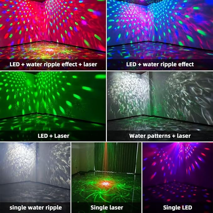 4 Disco Ball in 1 Party Lights Indoor Outdoor, Dj Laser Lights for Parties Decor Strobe Sound Activated Stage Disco Dj Light with Remote for Karaoke Birthday Wedding Club Christams