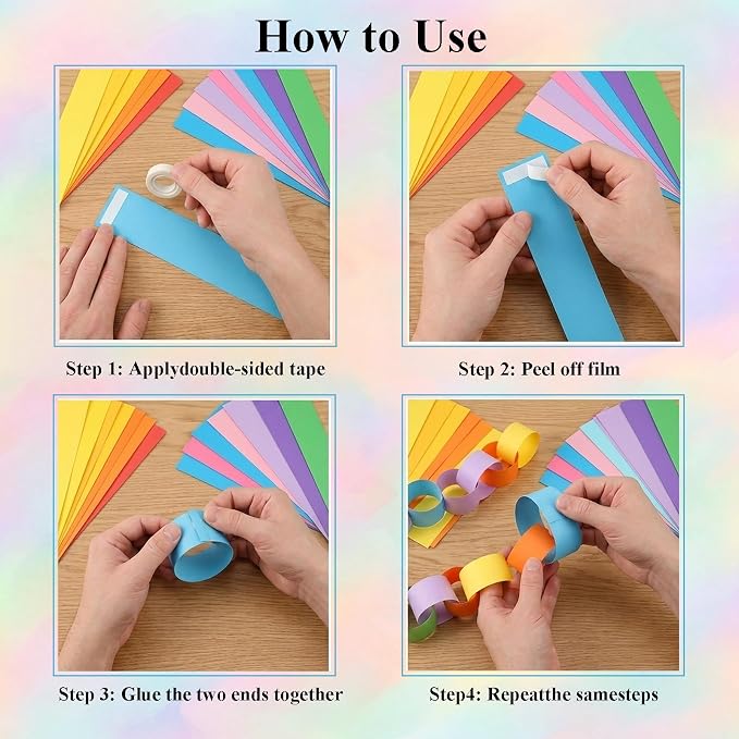 300 Paper Chain Garland Strips Kit with 59ft 72PCS Pennant Banner Flags & 30 Pack 12 in Balloons, Pre Cut Paper Chain Strips with 492ft Crepe Paper Streamers for Party Birthday Decoration