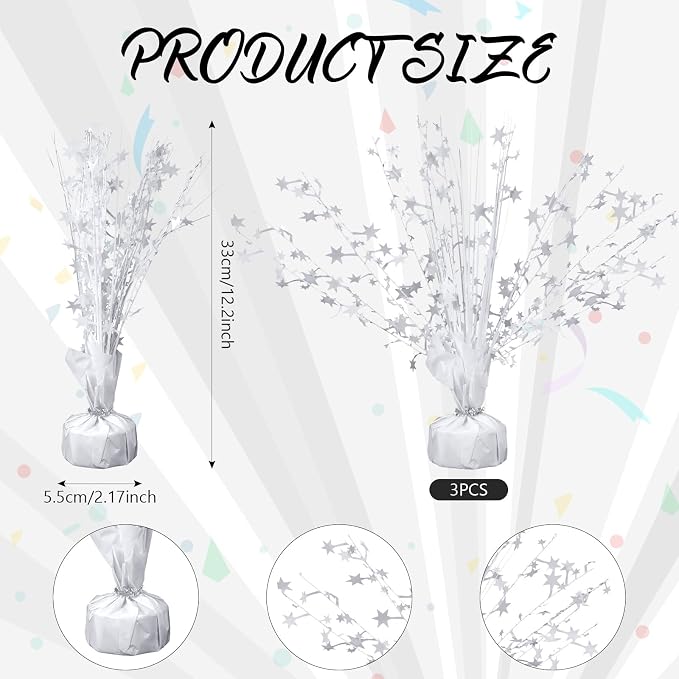 Crowye 6 Pcs Metallic Foil Spray Centerpiece Party Star Decoration Table Decor for Birthday Wedding Bachelorette Summer Party Holiday(White,Small Star)