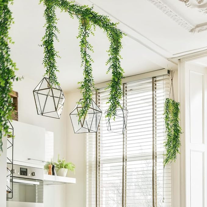 RECUTMS Artificial Eucalyptus Garland - Fake Greenery Leaves Vine Garlands Faux Hanging Plants 3 Packs for Home Garden Mantle Table Wedding Backdrop Arch Wall Decoration