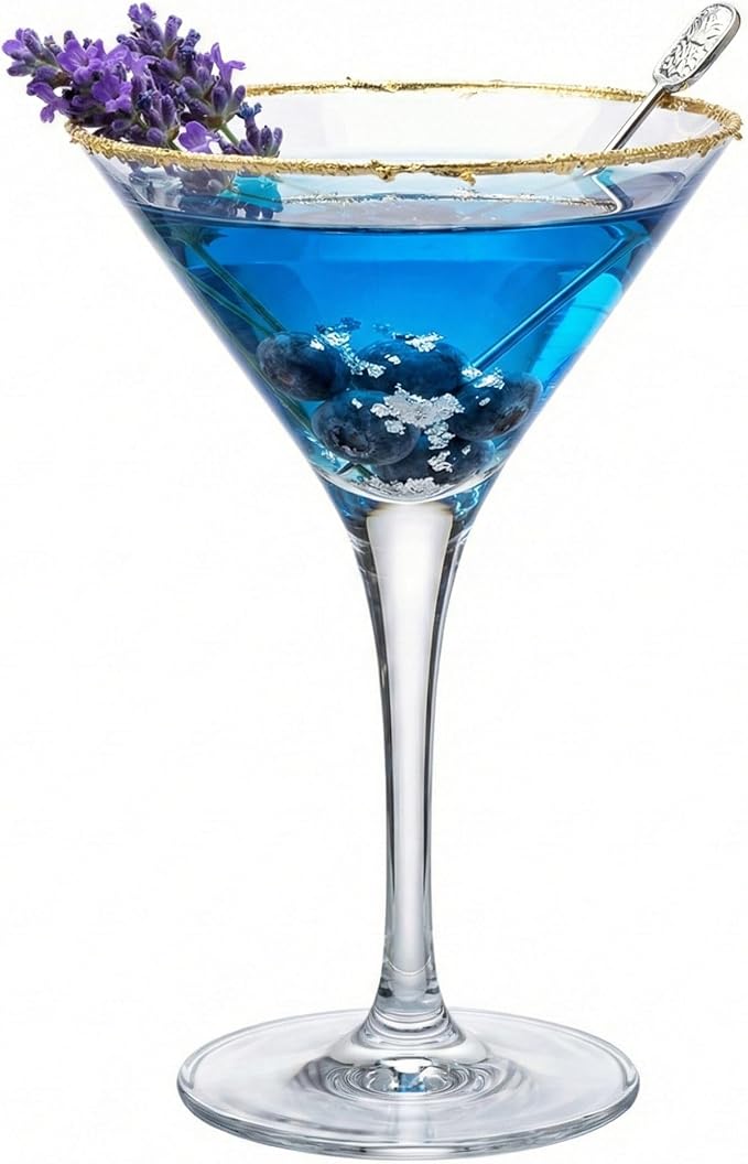 Restaurantware Voglia Nude 7.75 Ounce Martini Glasses Set Of 6 Crystal Martini Glasses - Laser-Cut Rim Dishwasher-Safe Glassware Fine-Blown Crystal Cocktail Glasses Serve Manhattans or Cosmos
