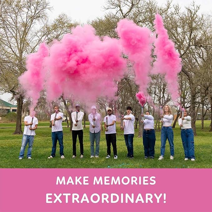 Gender Reveal Powder Smoke Bombs Cannon Poppers | 2 Pink Poppers | Biodegradable | Alternative to Gender Reveal Smoke Bombs Extinguisher | Gender Reveal Party Decorations | TUR Party Supplies