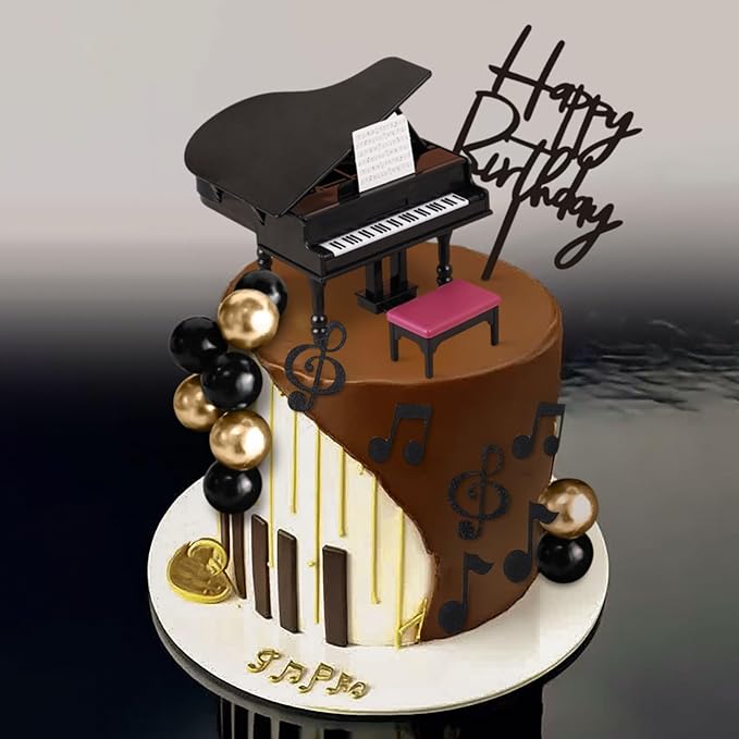 Music Cake Topper Piano Cake Toppers Music Notes Balls Cake Decorations for Musician Birthday Party Rock Theme Party
