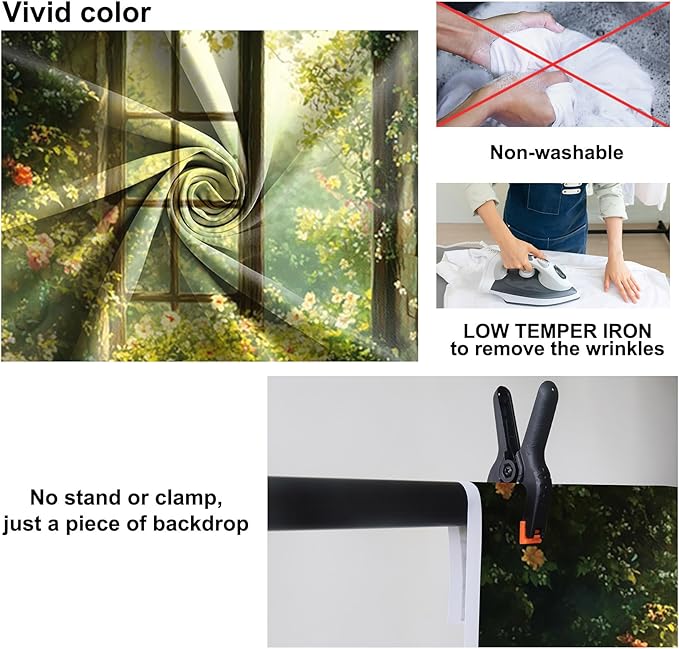 Baocicco 12x10ft Spring Window Photography Backdrops Sunshine Oil Painting Flowers Background Cloth for Marriage Valentines Mothers Day Engagement Party Decoration Photo Props Background Supplies