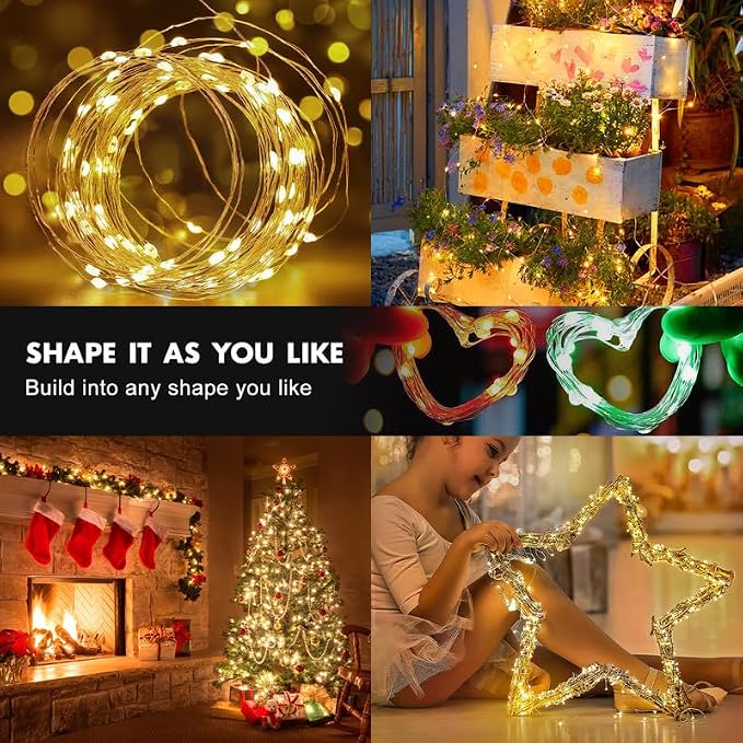 USB and Battery Operated Fairy Lights, 39Ft 120 LED Color Changing Fairy Lights with Remote and Timer, Battery Powered Twinkle String Lights for Bedroom, Party, Indoor Christmas Party Halloween Decor