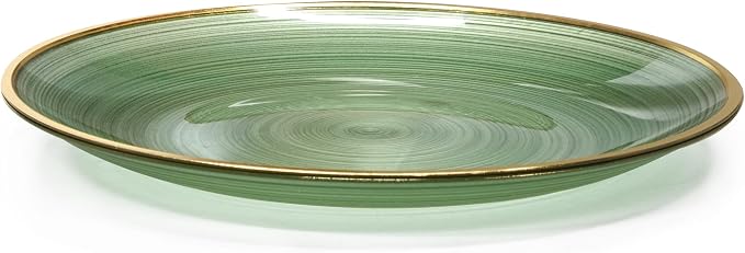 " OCCASIONS " 50 Plates Pack (25 Guests)-Wedding Party Disposable Plastic Plate Set -25 x 10'' Dinner + 25 x 7'' Salad & Dessert plates (Belize in Green & Gold)