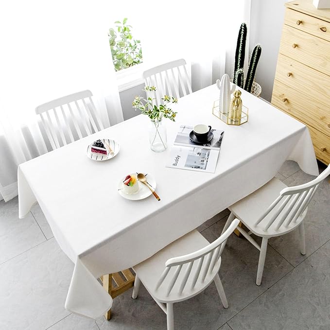 6 Pack Tablecloth 72 x120 inch Polyester Table Cloth for 6-8 Foot Rectangle Tables,Stain and Wrinkle Resistant Washable Fabric Table Covers Polyester White Table Clothes for Wedding,Party,Banquet