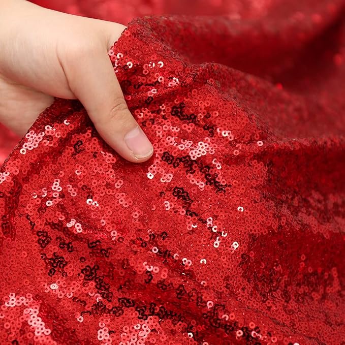 Poise3EHome Red Sequin Backdrop Curtain, 10Ft x 10Ft Red Glitter Photography Background Curtains, Sequence Xmas Thanksgiving Backdrop Drapes for Wedding Party Festival Decor