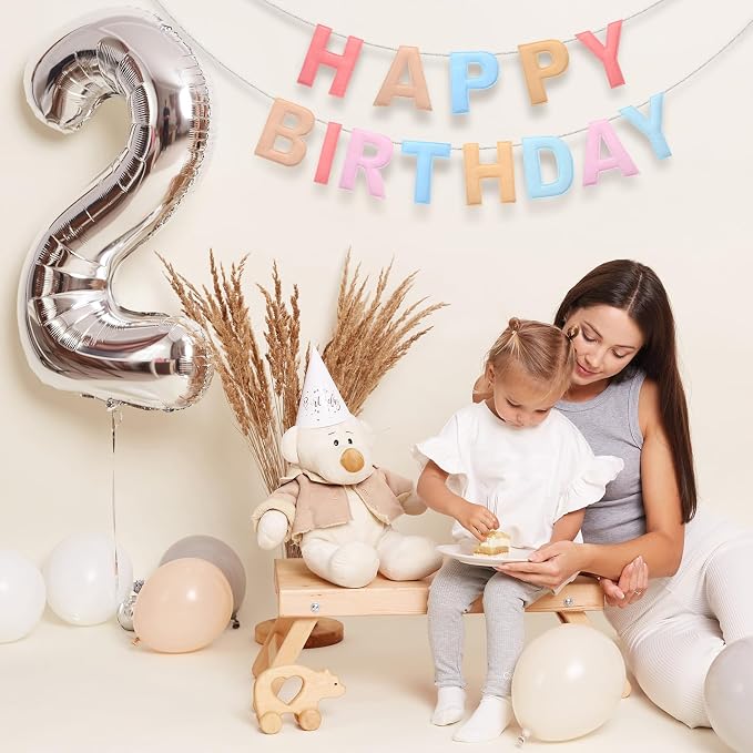 Mindsoft Felt Happy Birthday Garland Rainbow Banner Reusable Happy Birthday Sign Party Supply for Party Decor (Macaron Color,Normal)