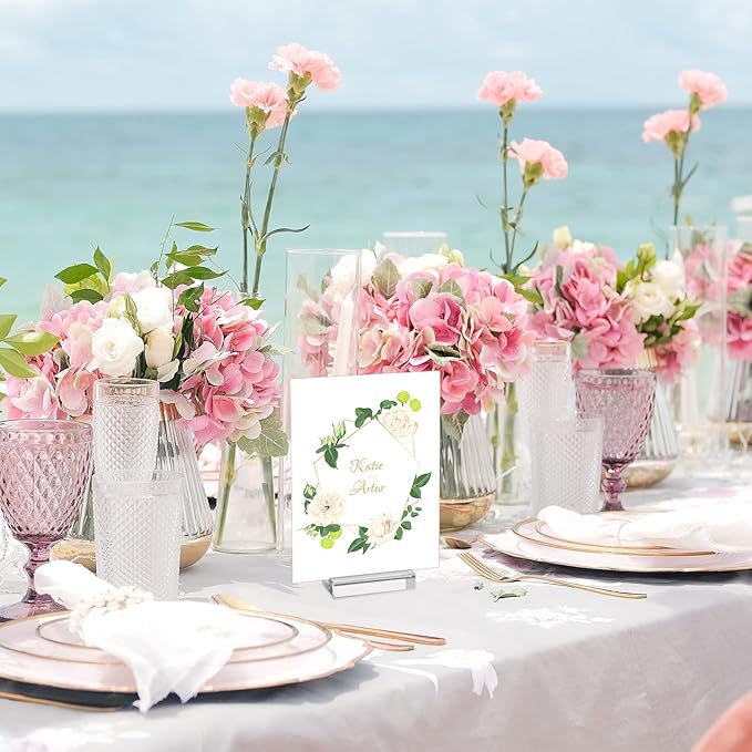Roowest 100 Pcs Wedding Acrylic Place Card Holders Gifts Clear Table Number Holders 2 Inch Place Stands Acrylic Display Stand for Banquet Menu Dinner Home Party Events Decoration