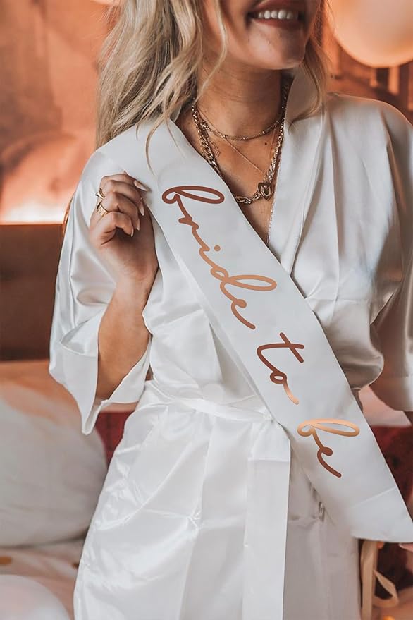 LADY&HOME White Bride To Be Sash,Bachelorette Party Decorations,Bach Supplies,Bridal Shower Gift,Bridesmaid Favor