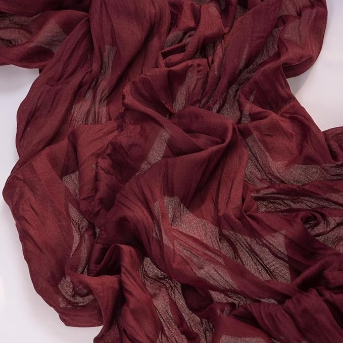 MLMC Burgundy Red Table Runner 10ft Wine Red Cheesecloth Table Runner Sheer Gauze Cheese Cloth Centerpiece 35x120 Inches for Wedding Bridal Shower Anniversary Events Decor