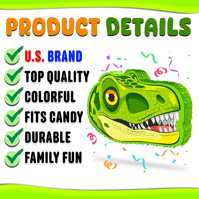 Jergrim Dinosaur Pinata Head, 4 Piece Set, For Jurassic Party Supplies, Dino Parties Decoration, Roar Pinatas, Birthday, Mexican Piñata De Dinosaurio Fits Pinata Stuffers And Dinosaurs Party Favors