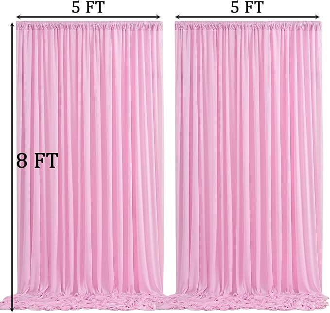 10ft x 8ft Wrinkle Free Pink Backdrop Curtain Drapes, Thick Polyester Baby Pink Backdrop for Girls Birthday Wedding Party Background Baby Shower