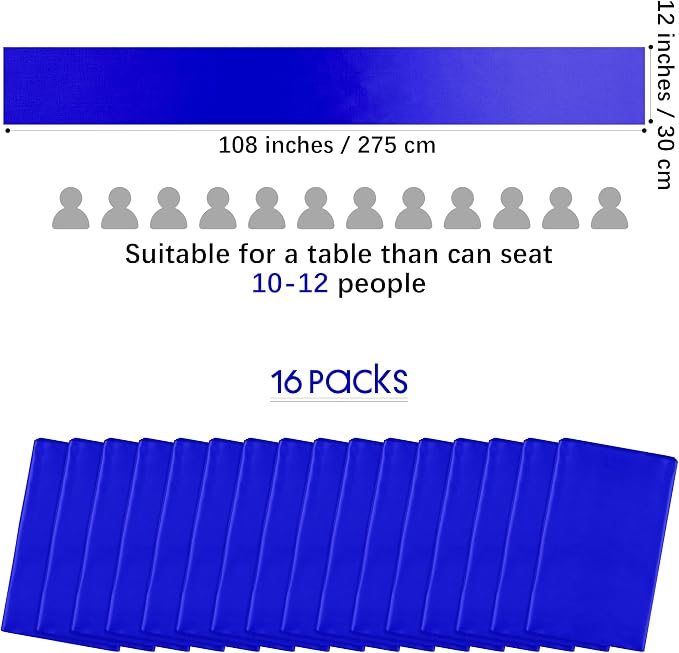 Aneco 4 Pack Satin Table Runner 12 x 108Inch Long Bright Silk and Smooth Fabric Party Table Runner for Wedding Banquet Party Decoration- Royal Blue