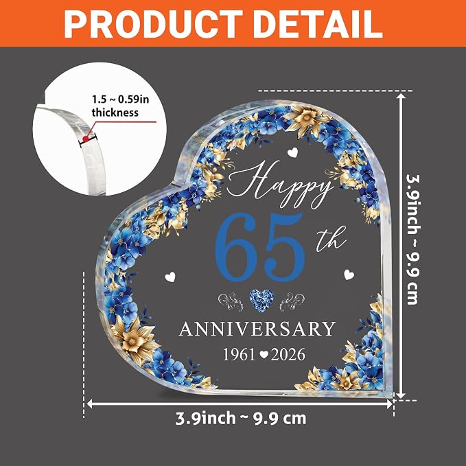 65th Wedding Anniversary Acrylic Cake Topper, 65 th Anniversary Decorations, 65 Wedding Topper, 65 Years Of Married Gifts (65th Anniversary 2026)