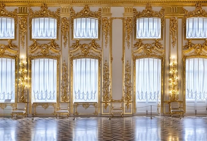 AOFOTO 6x4ft Luxurious Palace Backdrop for Photography Retro European Aristocratic Castle Noble Royal Interior Golden Hall Photography Background Girls Adult Travel Portrait Photo Booth Studio Props