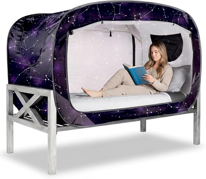 ANC POP Bed Tent Twin Bed Canopy Portable Dream Tent for Adult Indoor Sleeping Tents with 2 Doors Breathable Private Space Tents, Starry Constellation