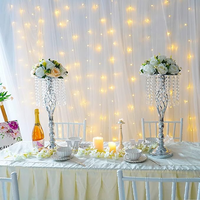 10pcs Silver Metal Flower Vases Crystal Flower Stand Wedding Centerpieces for Tables Party Dinner Event Restaurant Hotel Decoration