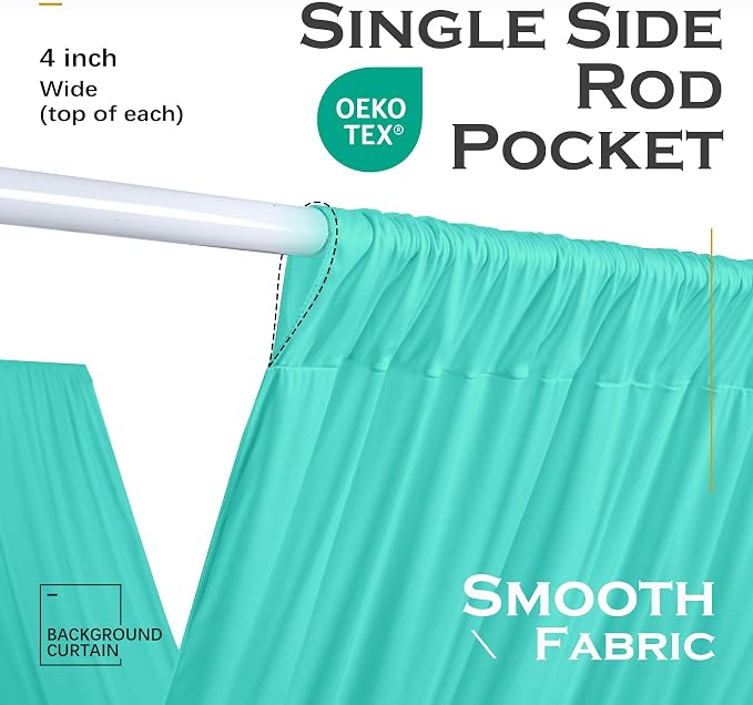 50ftx40ft Mint Green Ceiling Curtain for Wedding Parties – 10 Panels Wrinkle-Free 40 FT Long Tent Draping Curtains for Wedding, Birthday & Theme Parties, 40ft Height with Rod Pocket