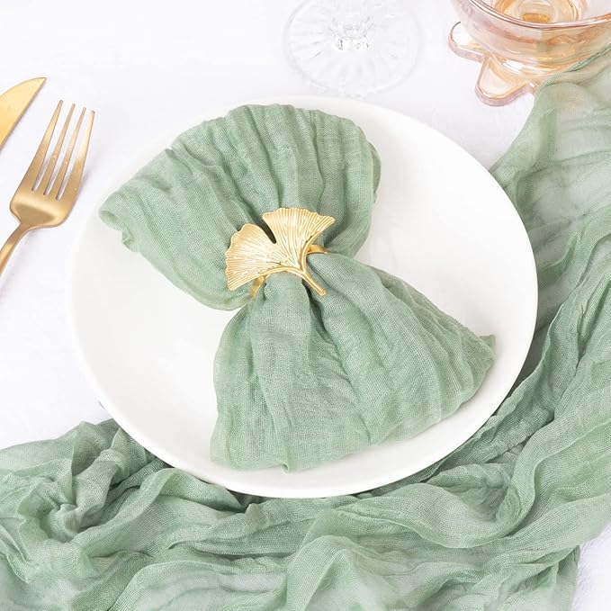 DeZerlor 50 Pack Sage Green Cheesecloth Napkins Spring Cloth Napkins Set of 50 Sage Dinner Napkins Bulk 21x21 Inches for Wedding Bridal Shower Baby Shower Parties