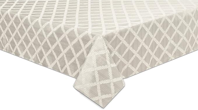 Lenox Laurel Leaf Tablecloth, Platinum - 70"W x 104"L Oval