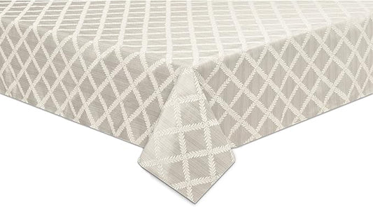 Lenox Laurel Leaf Platinum Tablecloth, 70-by-122 Inch Oblong Rectangular
