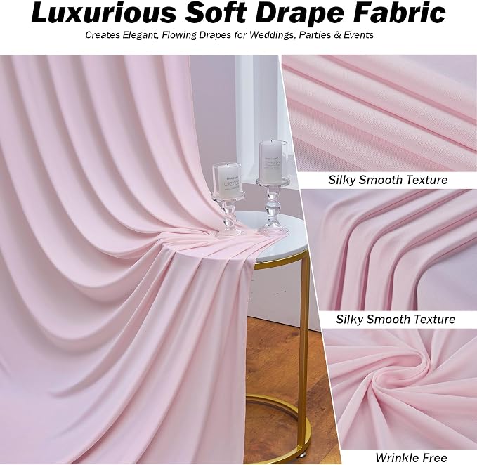 20ft×12ft Pink Backdrop Curtains for Wedding Parties, 4 Panels Wrinkle Free Polyester Photo Backdrop Drapes Back Drop Cloth for Birthday Photography Background