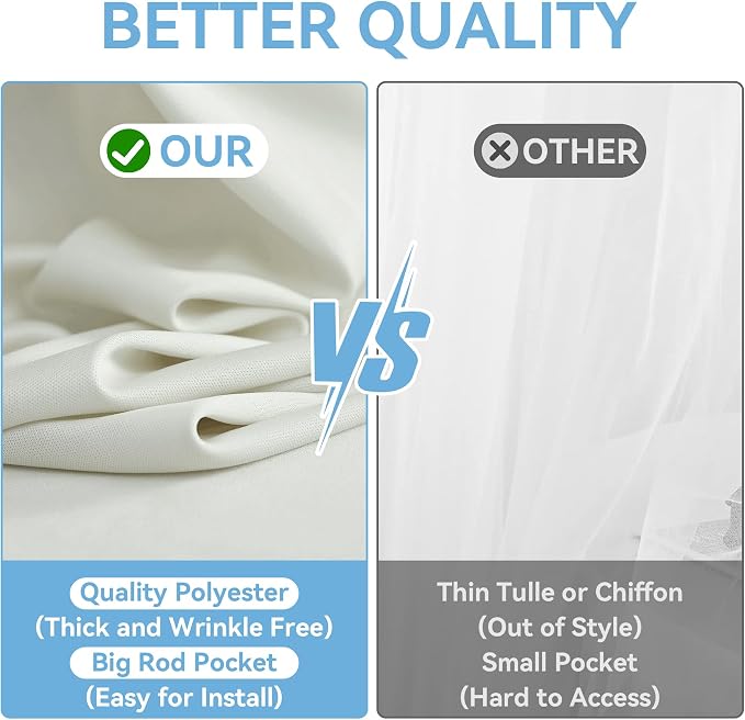 Outpain 20ftx20ft Ivory Backdrop Ceiling Drapes,4Panels 20ft Height Wrinkle Free Tent Draping Curtains, Fabric Drapery Ceiling Drapes for Wedding Ceremony Birthday Theme Parties with Rod Pocket