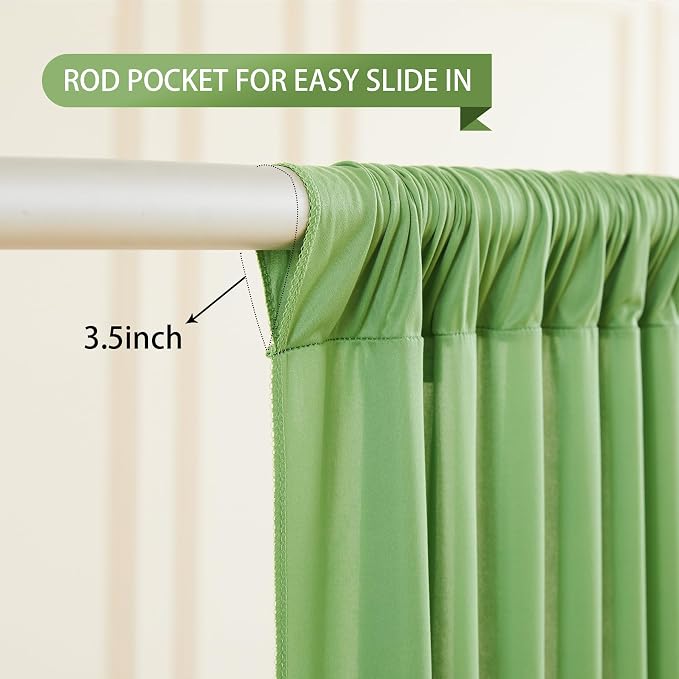 Sage Green Backdrop Curtain 6 Panels-Wrinkle-Free Green Curtains Polyester Photography Drapes for Baby Shower Birthday Party Photo Background Backdrop Stand- 24 X10FT (Sage Green)