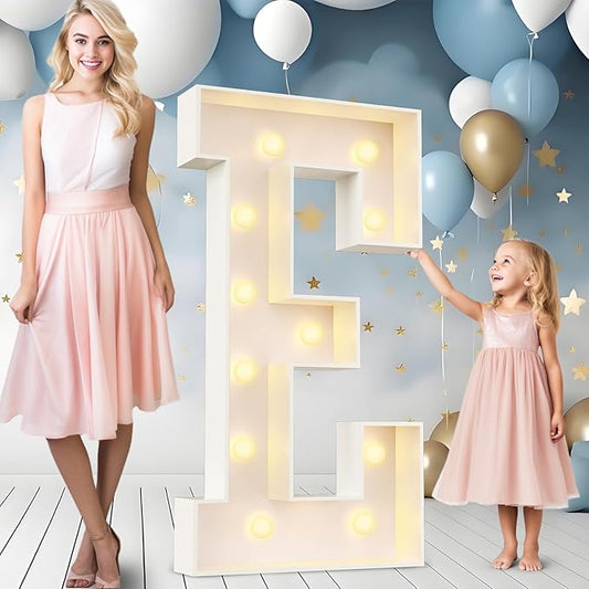 Ledido 4FT Marquee Light Up Letters E, Easy to Assemble Marquee Letters 4 Feet Tall for Indoor & Outdoor Events, Large Lighted Letter for Birthday Graduation Baby Shower Anniversary Party Decorations