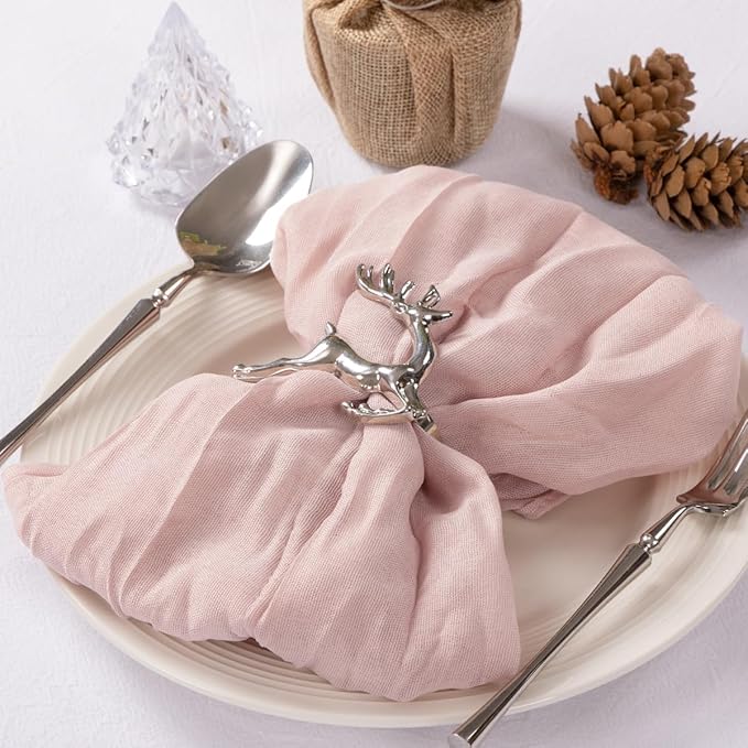 MLMC 100 Pack Cheesecloth Napkins Bulk Dinner Cloth Napkins 21"x21" Boho Reusable Napkins in Bulk for Bridal Shower Baby Shower Events Table Decor Dusty Pink