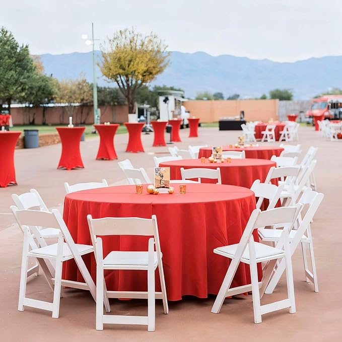 fani 8 Packs Red Round Tablecloth - 120 Inch, Premium Polyester Table Cloth for Round Tables, Washable Fabric Table Covers for Wedding, Party, Banquet, Dining Tables and Camping