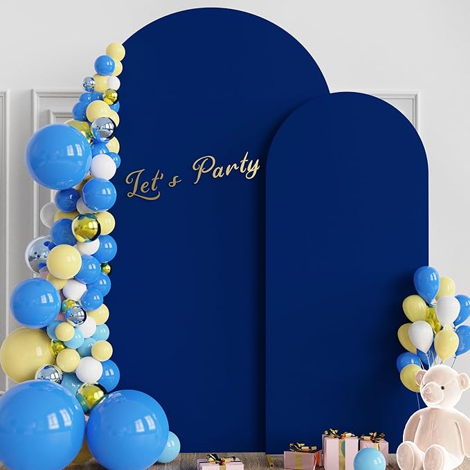 Wokceer Wedding Arch Backdrop Cover 7.2FT, 6FT Spandex Fitted Wedding Arch Stand Covers 2 Set Round Top Chiara Backdrop Stands Cover for Birthday Party Ceremony Banquet Decoration Royal Blue