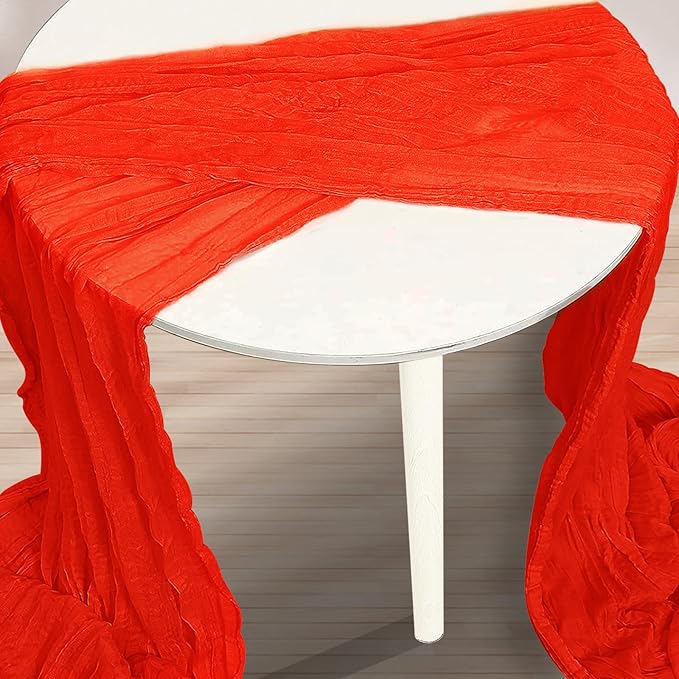 1 Pack Red Cheesecloth Table Runner 35x120 Inch 10Ft Rustic Gauze Cheese Cloth Table Runner Sheer Cheesecloth Table Runners for Wedding Party Bridal Shower Decoration