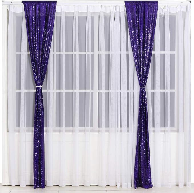 Eternal Beauty Sequin Backdrop Curtains, 2x8 Ft-2 Panels Purple Back Drop for Shimmer Photography Party Wedding Birthday Decor