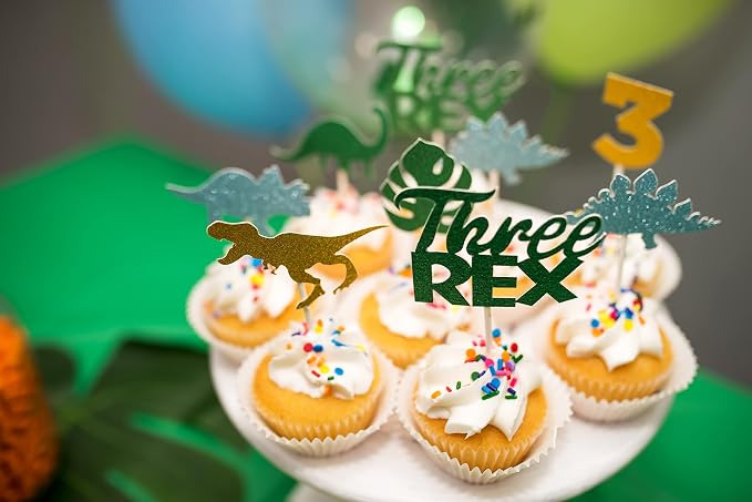 Three Rex Birthday Party Decorations for Boys – 3rd B-day Dinosaur Theme w/ Banners & Balloons – Three Rex Party Supplies for Boy’s Dino Celebration