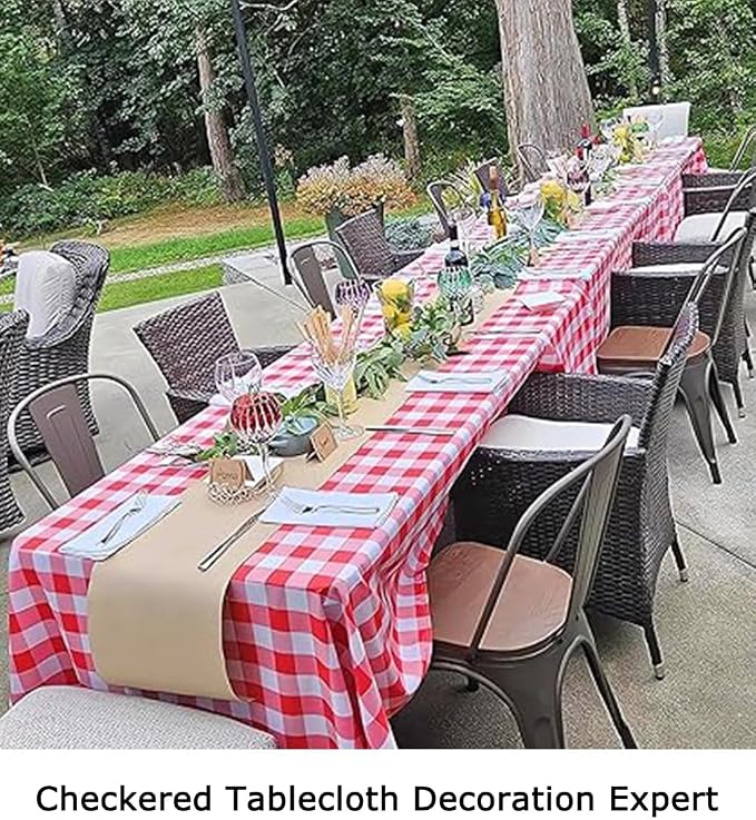 ShinyBeauty 4-Pack 54x54-Inch Red & White Checkered Tablecloths | Cotton Gingham Table Covers | Wrinkle-Free, Durable, Perfect for Christmas, Parties, and Outdoor Events