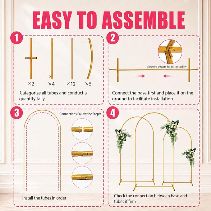 7.2 FT Arch Backdrop Stand, Balloon Arch Stand, Metal Background Arch Stand, Backdrop Arch Frame, Wedding Arch for Backdrop