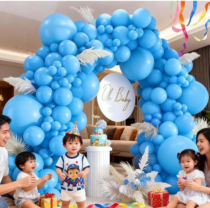 412pcs Light Blue Balloons Different Sizes 18 12 10 5 Inch, baby blue balloon Arch Kit for Birthday Gender Reveal Baby Shower Party Decoration