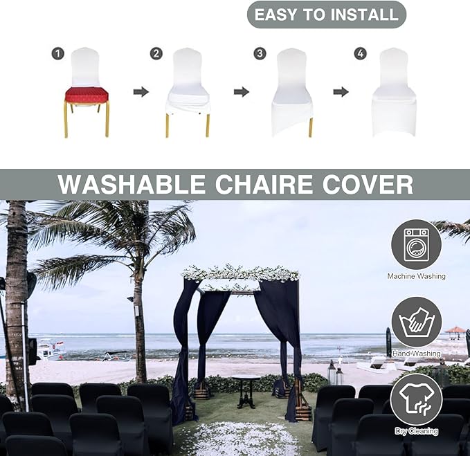 30 PCS Black Folding Chair Covers for Party Spandex Stretch Chair Cover Durable, Washable Slipcovers, Universal Fit for Weddings, Dining, Events Decor