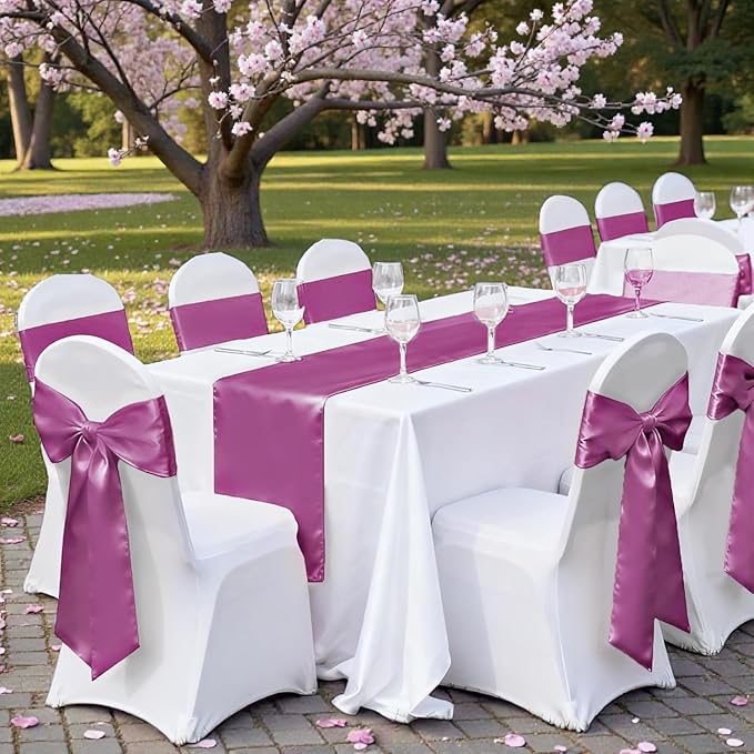 MDS Satin Chair Sashes, 200 Pack, 7”x108” Each, Decorative Chair Bows Ribbon Tie Backs for Wedding Party, Holiday Dinner, Birthday, Reception, Banquet, Hotel & Event Decoration - Dusty Pink