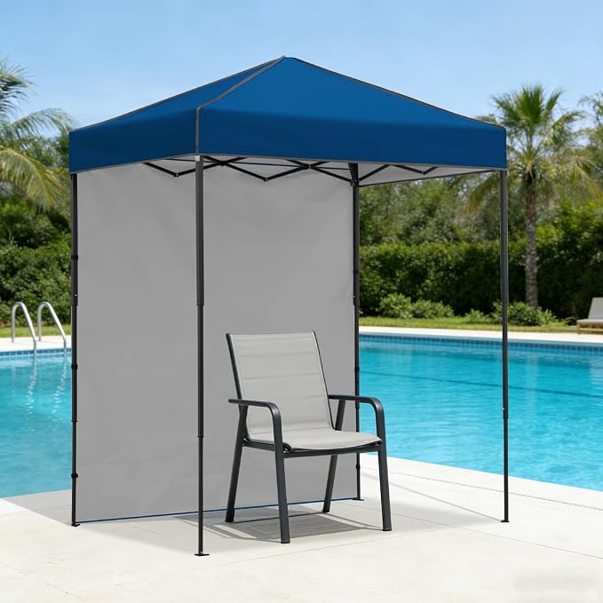 6x4 Pop Up Canopy Tent with One Wall Panel, Instant Portable Beach Canopy, Outdoor Tent with Carry Bag for Camping, Sports, Tailgating, Events, Dark Blue