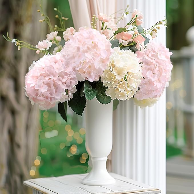 Auihiay 304 PCS Hydrangea Artificial Flowers, Faux Hydrangea Flowers, Silk Hydrangea Flowers with Stems for DIY Wedding Party, Arch and Background, Home, Garden (Pink)