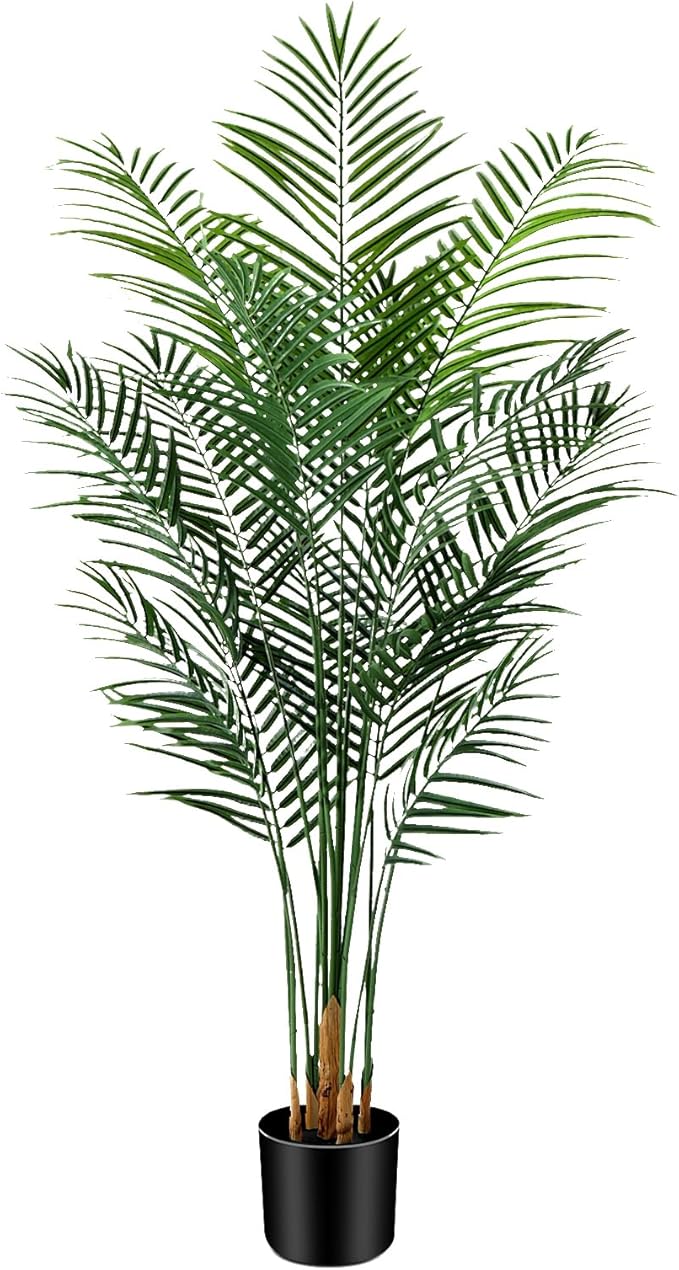 5.5ft Artificial Palm Tree Outdoor, Large Fake Tropical Areca Palm with 15 Trunks, Tall Faux Floor Plants for Indoor Living Rooms Offices Bedroom Home Decor