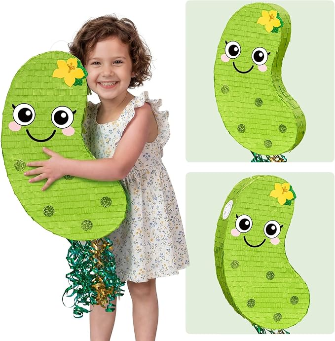 WERNNSAI Pickle Piñata - Pickle Cucumber Party Decorations Pepino Party Piñata Game for Vegetable Themed Celebration Baby Shower Favors Playroom Kitchen Market Decor Supply