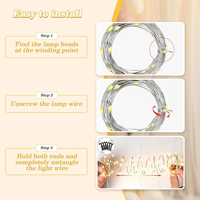 Ledido 4 Pack 10×8ft Beige Tulle Backdrop Curtains with Lights String - 1200LED Fairy Lights Sheer Curtain Backdrop for Wedding Baby Shower Photo Shoot Birthday Party Decoration(8 Panels 5×8ft)，Beige